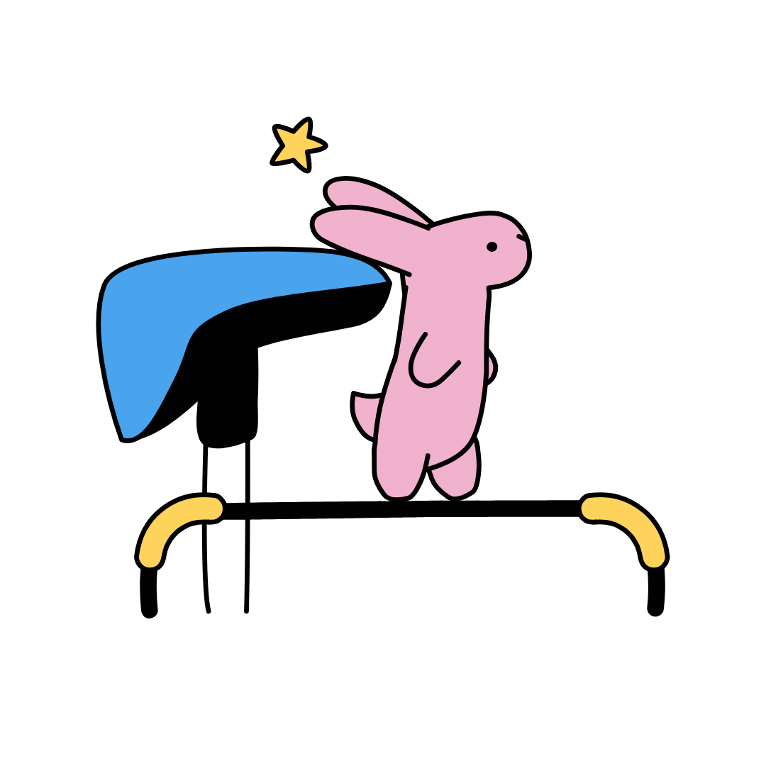 Cartoon bunny jumping on a trampoline. 
